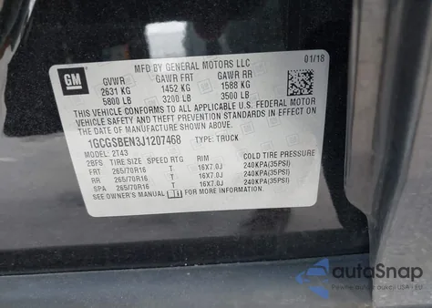 2018 Chevrolet Colorado Wt из США, поврежденный, VIN 1GCGSBEN3J1207468